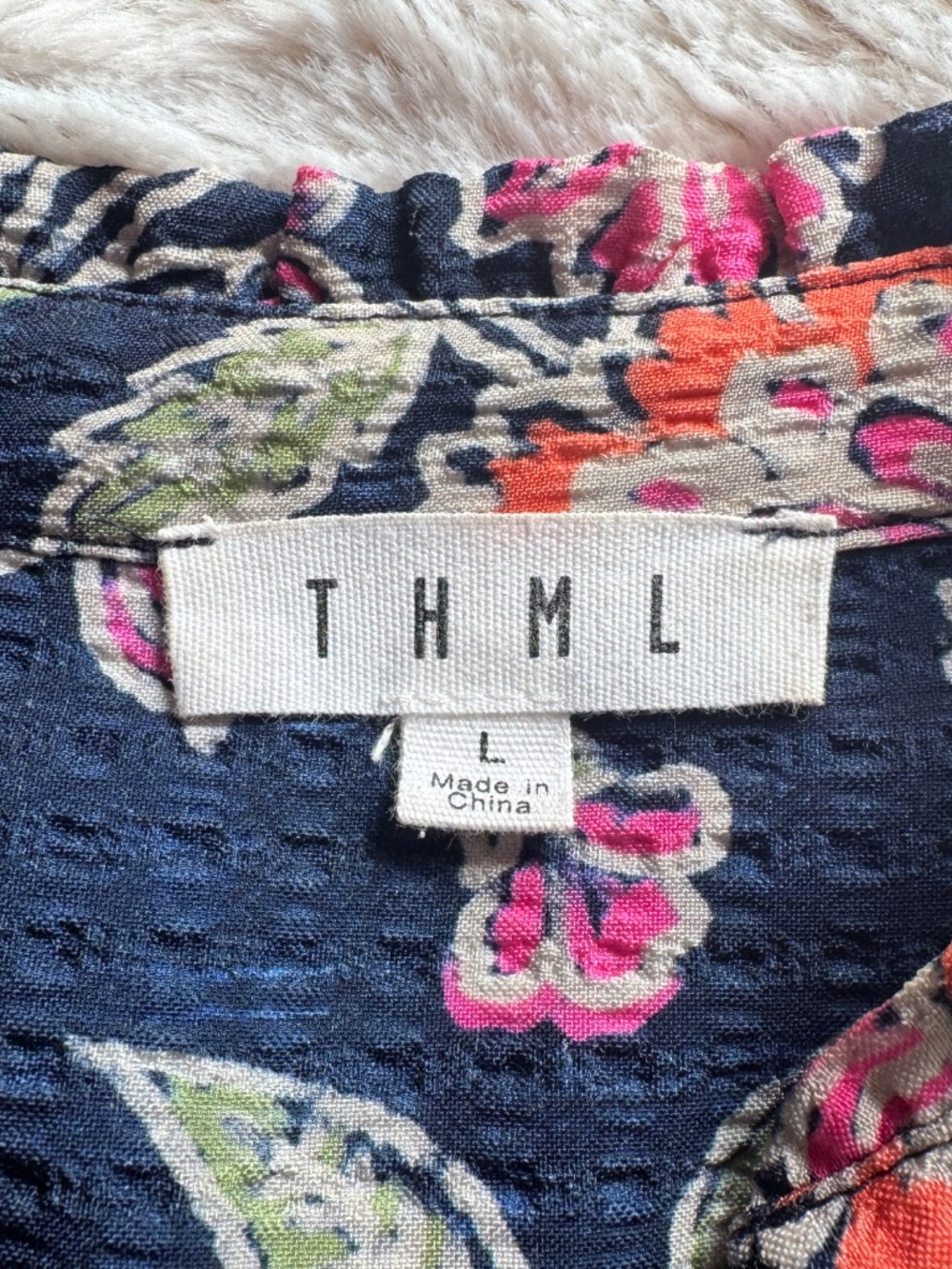 THML Ginny Puff Sleeve Boho Floral Top, Size Large. - Picture 4 of 4